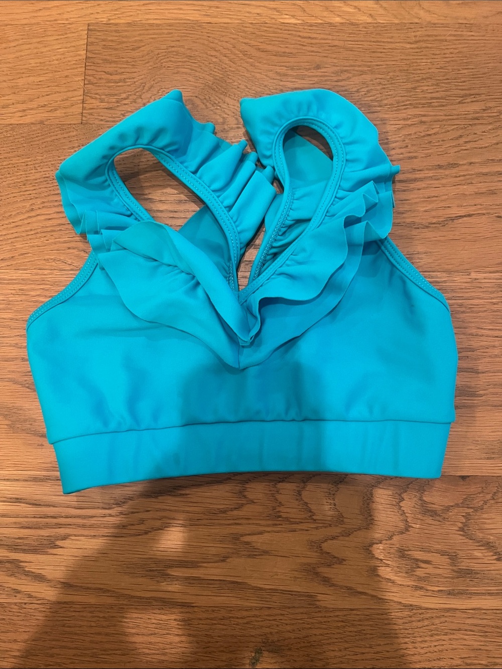 Girls' Teal Ruffle Swim Crop Top